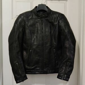 REV'IT! Ladies Black Leather Moto Jacket, Size 36
